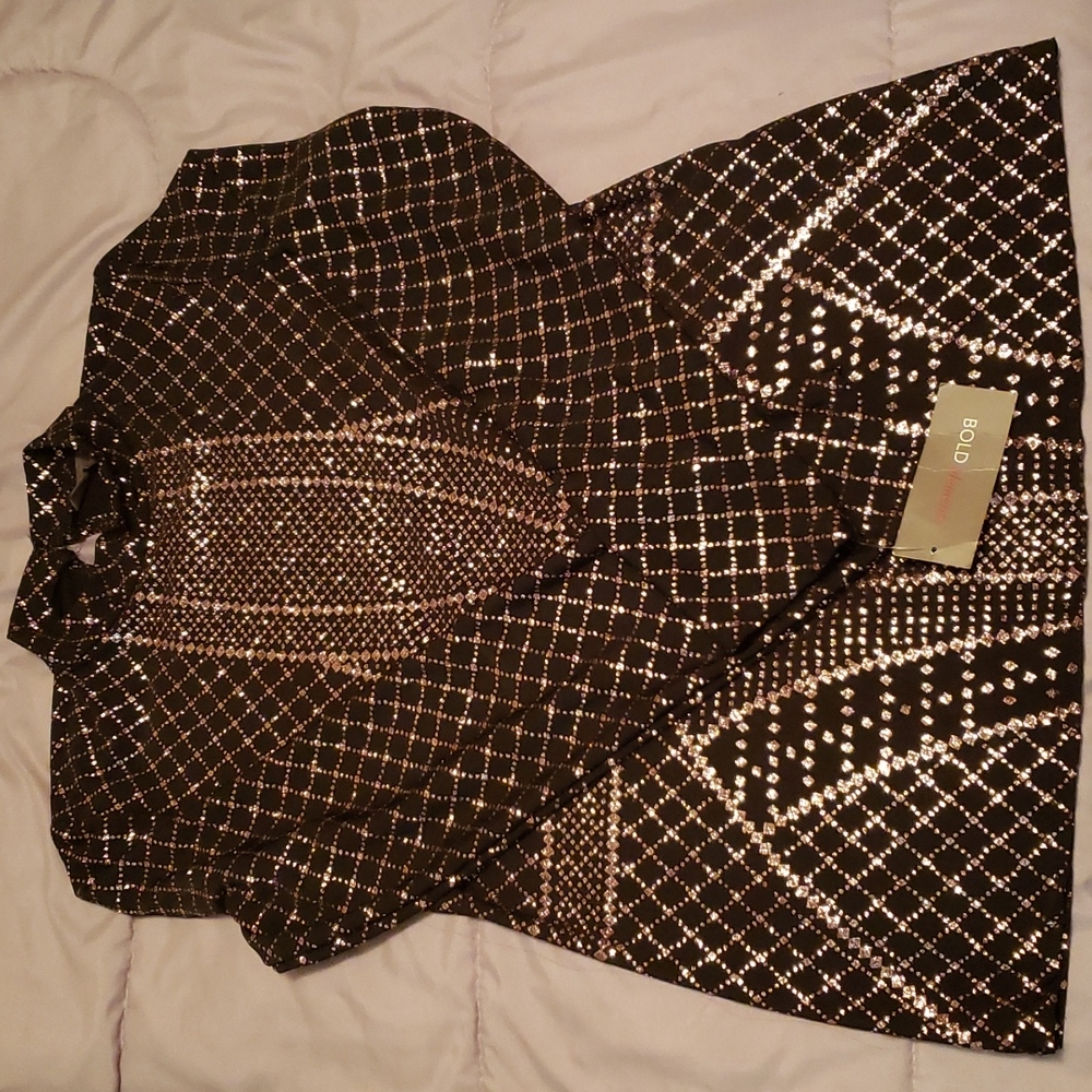 Bold elements Black rose gold sparkle long sleeve